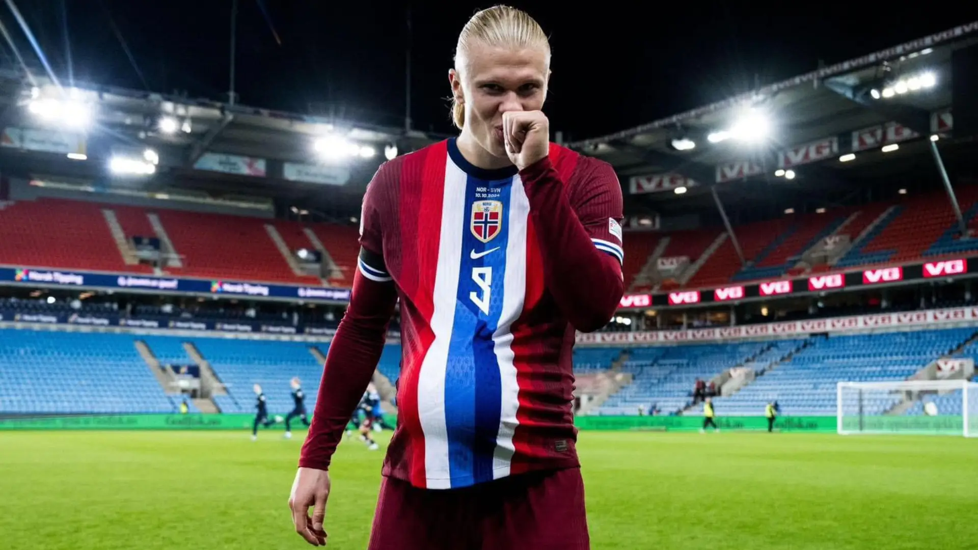 Weeraryahanka Manchester City, Erling Haaland, ayaa jebiyey rikoodhka goolasha ee Norway ee ciyaartoyda qaranka isagoo gaadhay 34 gool 24 jir ah, kadib guushii ay ka gaareen Slovenia ee Nations League.